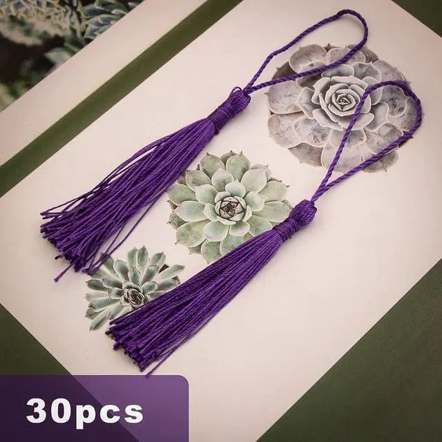Alt view image 3 of 6 - VAPKER 30 Pieces Dark Purple Tassels 13cm/5-Inch Silky Handmade Soft Mini Tassels Floss Bookmark Tassels with 2-Inch Cord Loop for Jewelry Making, DIY Projects, Bookmarks