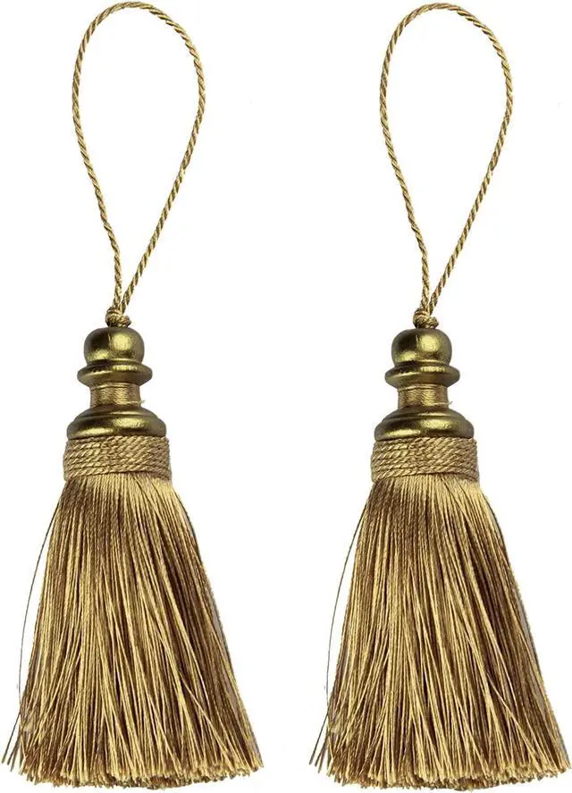 Main image of 2 Pack Tassel Key Tassel with Loops for Home Decoration | DIY Decorative Tassel Accessories for Home, Door and Furniture Ornament Decoration Projects, Gold