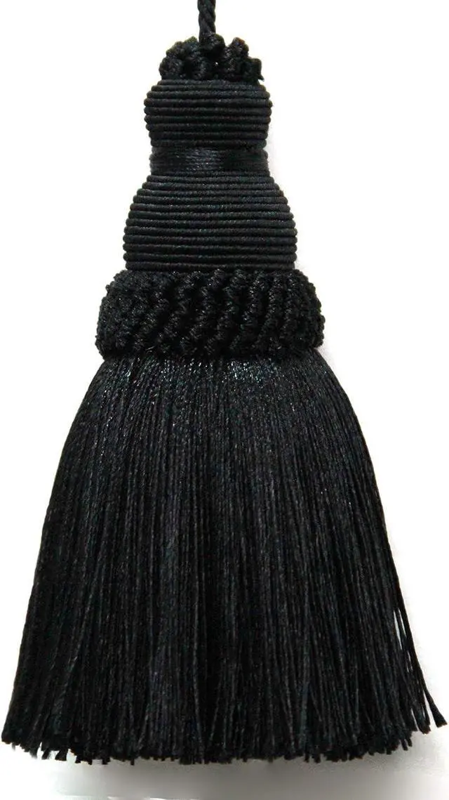 Alt view image 3 of 5 - 2Pcs Colorful Tassel Key Tassels DIY Accessories(Black) | 9.5 Inch Tassels for Crafts,Door Tassel for Knobs,Elegant Tassels for Curtain and Home Decoration,Large Decorative Tassels