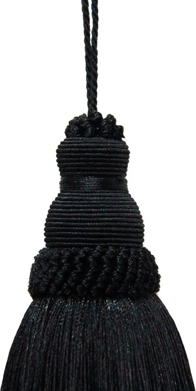 Alt view image 4 of 5 - 2Pcs Colorful Tassel Key Tassels DIY Accessories(Black) | 9.5 Inch Tassels for Crafts,Door Tassel for Knobs,Elegant Tassels for Curtain and Home Decoration,Large Decorative Tassels
