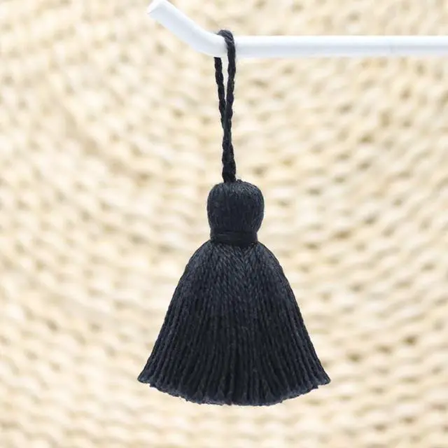 Alt view image 3 of 4 - Big Size 4 PCS Tassels for Crafts, Handmade Hanging Tassels for Pillow Decor, Blanket Decoration, with Hanging Rope for Tassel Garland (8cm/3.15 inch) (Black - 4 PCS)
