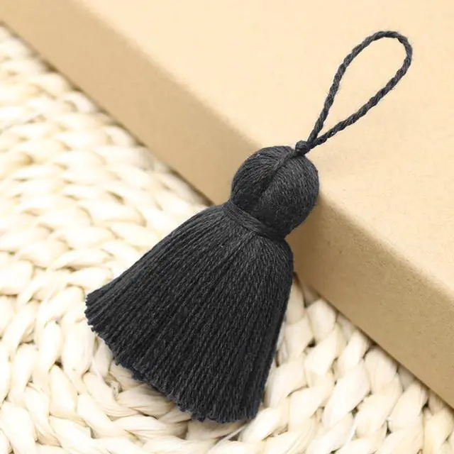 Alt view image 4 of 4 - Big Size 4 PCS Tassels for Crafts, Handmade Hanging Tassels for Pillow Decor, Blanket Decoration, with Hanging Rope for Tassel Garland (8cm/3.15 inch) (Black - 4 PCS)