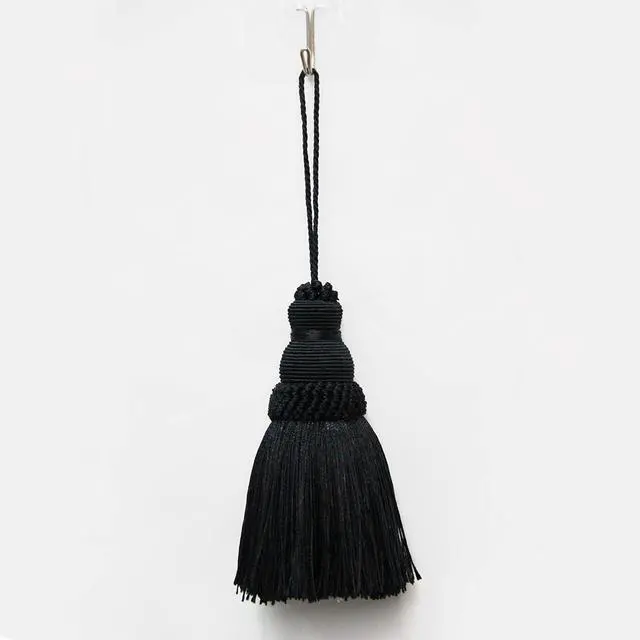 Alt view image 5 of 5 - 2Pcs Colorful Tassel Key Tassels DIY Accessories(Black) | 9.5 Inch Tassels for Crafts,Door Tassel for Knobs,Elegant Tassels for Curtain and Home Decoration,Large Decorative Tassels