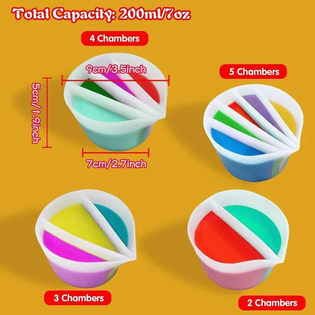 Alt view image 6 of 6 - Split Cup for Paint Pouring Fluid Art Silicone Split Cup Resin Pouring Painting Tools DIY Making Drawing Accessories Reusable Split Cup with Dividers (3 Channels)