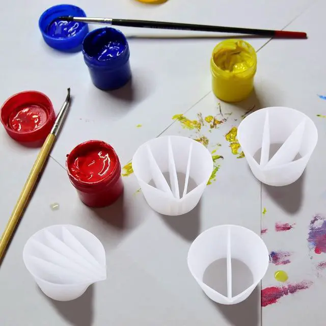 Alt view image 5 of 6 - Split Cup for Paint Pouring Fluid Art Silicone Split Cup Resin Pouring Painting Tools DIY Making Drawing Accessories Reusable Split Cup with Dividers (3 Channels)
