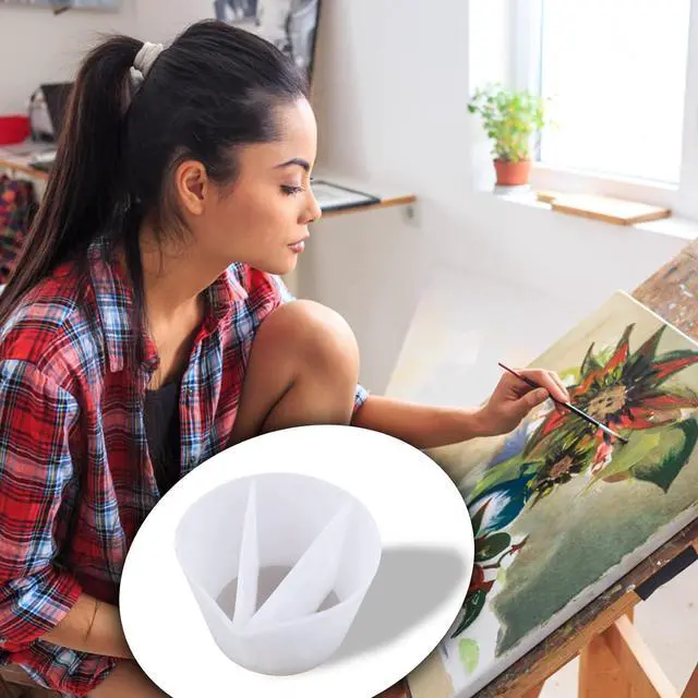 Alt view image 4 of 6 - Split Cup for Paint Pouring Fluid Art Silicone Split Cup Resin Pouring Painting Tools DIY Making Drawing Accessories Reusable Split Cup with Dividers (3 Channels)