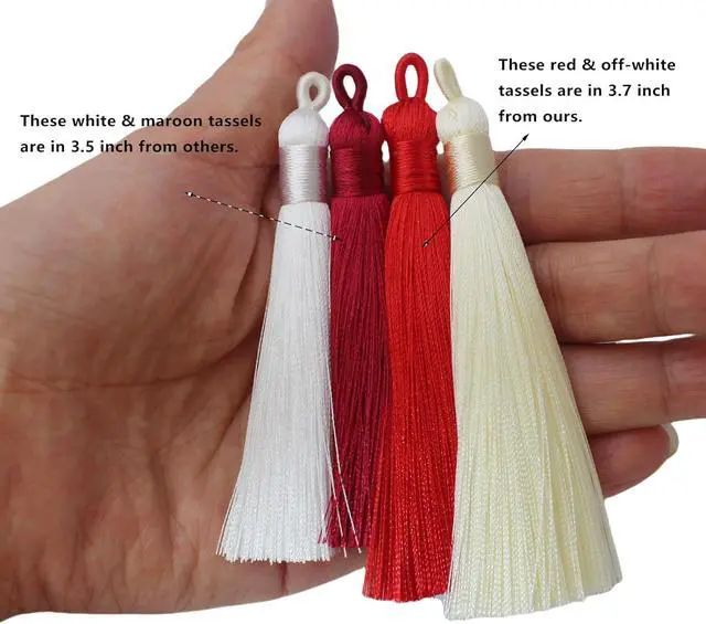 Alt view image 4 of 7 - 3.7" Colorful Silk Tassels 30pcs for Jewelry Making Keychain Bag | Earrings,Bookmark,Bag Charms,Keychain, DIY Crafts,Mala Assorted Tassels,Jewelry Making