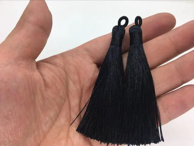 Alt view image 6 of 7 - 3.7" Colorful Silk Tassels 30pcs for Jewelry Making Keychain Bag | Earrings,Bookmark,Bag Charms,Keychain, DIY Crafts,Mala Assorted Tassels,Jewelry Making