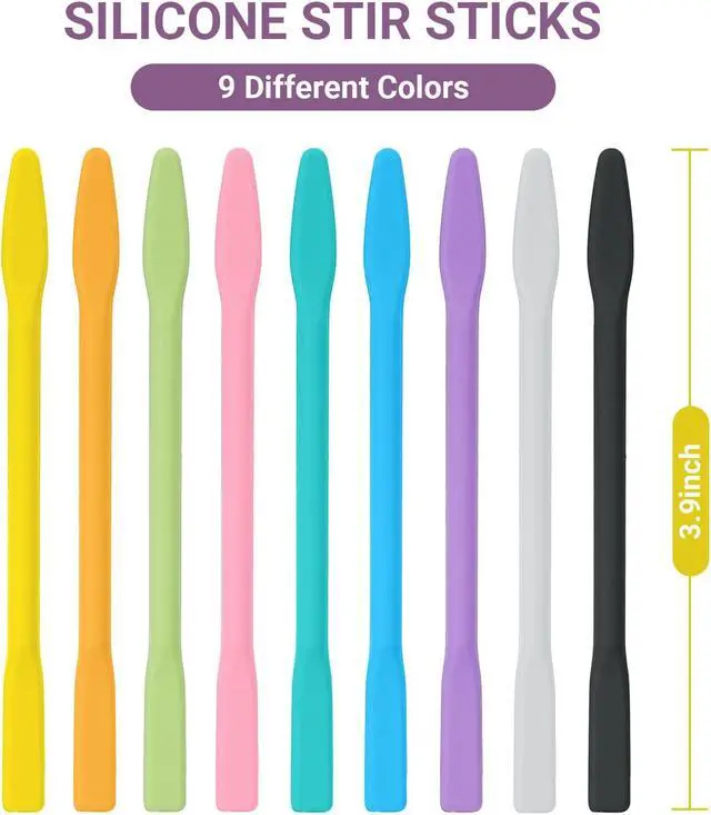 Alt view image 2 of 7 - Gartful 9PCS Colored Silicone Stir Sticks, Reusable Epoxy Resin Stir Sticks, for Resin Mixing, Paint, Making Glitter Tumblers Cups, Arts, Crafts, Facial Mask Stirring Rods, 9 Colors