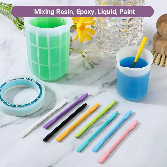 Alt view image 4 of 7 - Gartful 9PCS Colored Silicone Stir Sticks, Reusable Epoxy Resin Stir Sticks, for Resin Mixing, Paint, Making Glitter Tumblers Cups, Arts, Crafts, Facial Mask Stirring Rods, 9 Colors