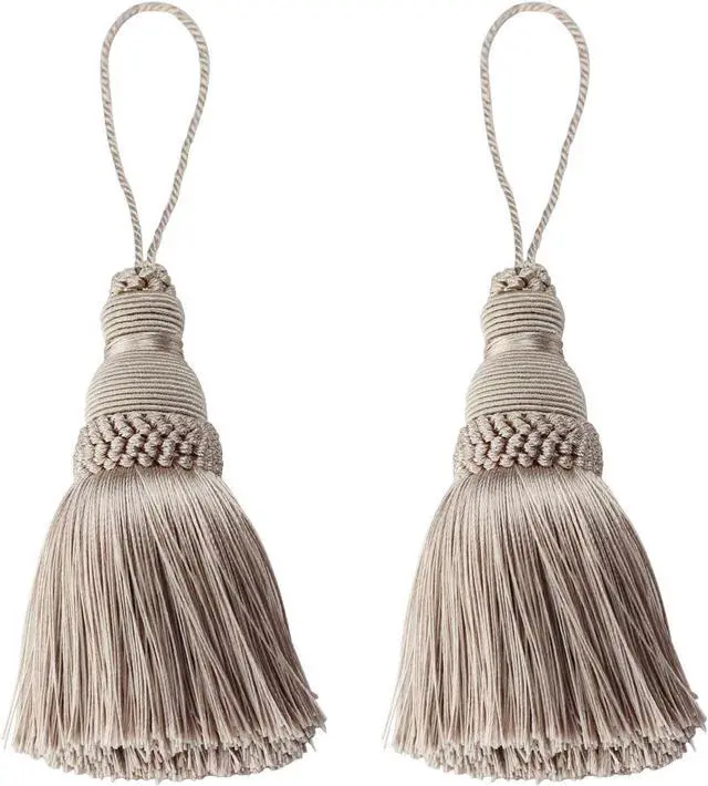 Main image of 2Pcs Colorful Tassel Key Tassels DIY Accessories(Khaki) | 9.5 Inch Tassels for Crafts,Door Tassel for Knobs,Elegant Tassels for Curtain and Home Decoration,Large Decorative Tassels