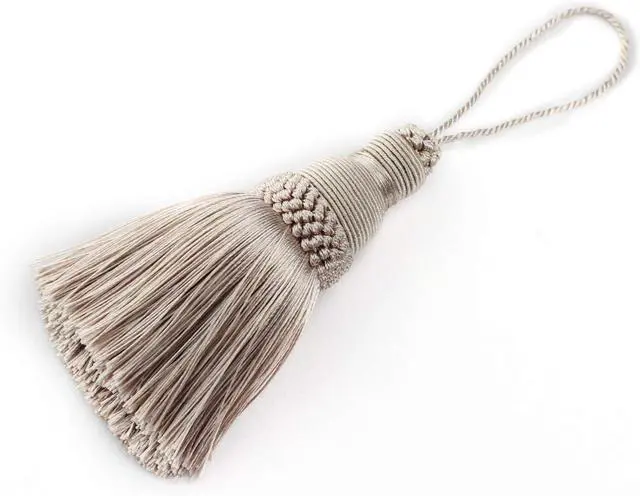Alt view image 3 of 5 - 2Pcs Colorful Tassel Key Tassels DIY Accessories(Khaki) | 9.5 Inch Tassels for Crafts,Door Tassel for Knobs,Elegant Tassels for Curtain and Home Decoration,Large Decorative Tassels