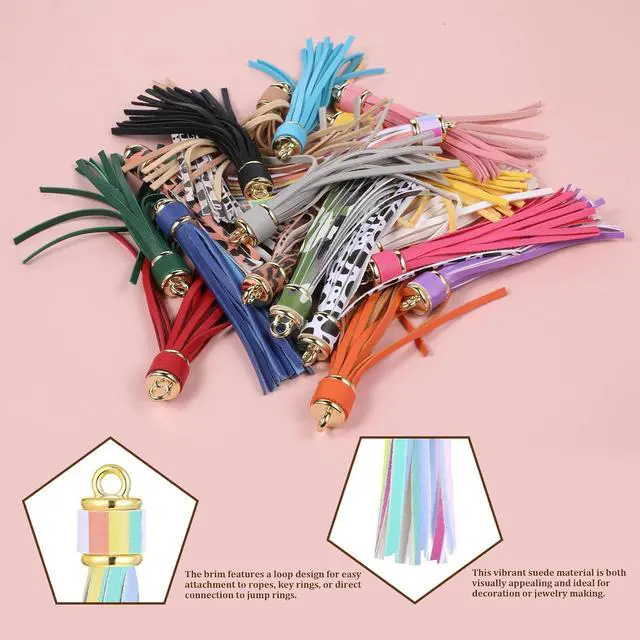 Alt view image 3 of 7 - 18Pcs Leather Tassels for Keychain Making 4 inch Key Chain Tassel Faux Leather Tassel Charms for Crafts Handbag DIY Key Chains Jewelry Making (18 Color)