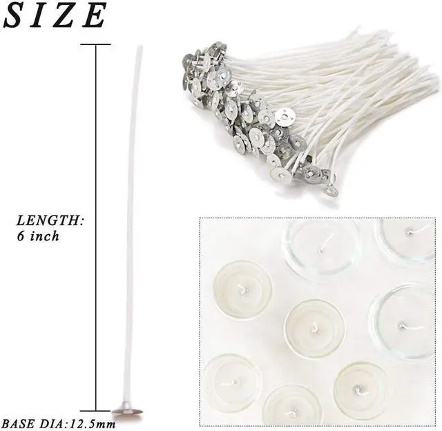 Alt view image 2 of 7 - EricX Light 100 Piece Natural Candle Wick, Low Smoke 6" Pre-Waxed & 100% Natural Cotton Core,For Candle Making,Candle DIY