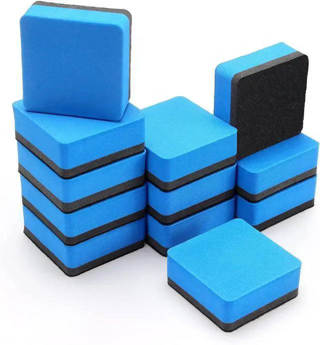 Alt view image 3 of 7 - Tamaki 12 Pack Magnetic Dry Eraser Erasers, 2 x 2 Inch, Blue | Whiteboard Eraser for Kids Classroom