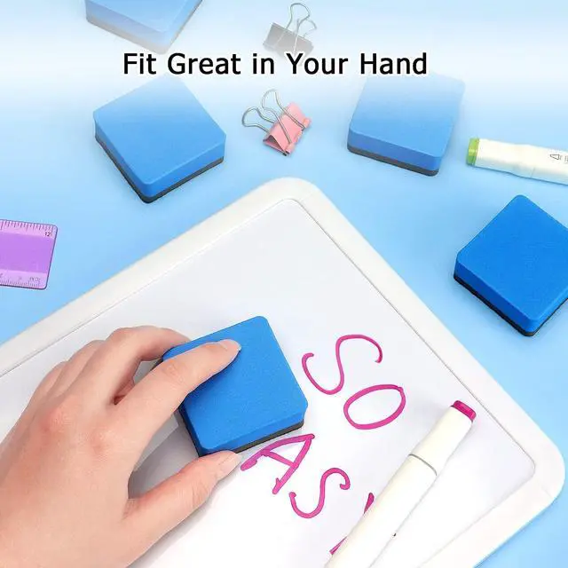 Alt view image 6 of 7 - Tamaki 12 Pack Magnetic Dry Eraser Erasers, 2 x 2 Inch, Blue | Whiteboard Eraser for Kids Classroom