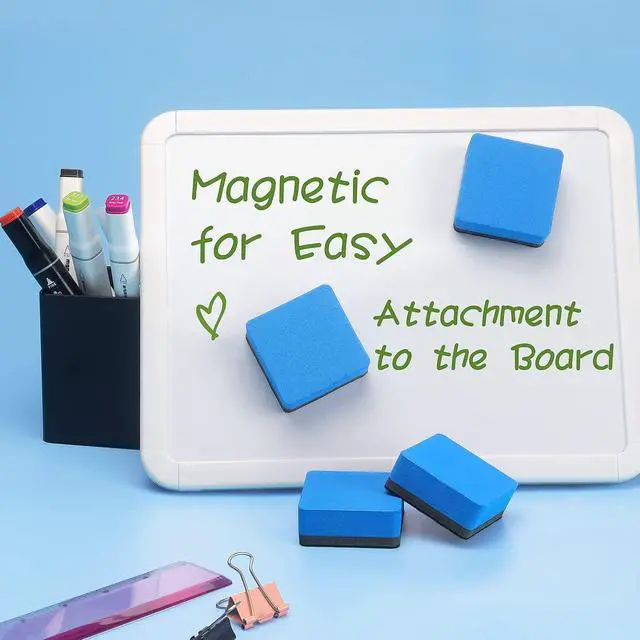 Alt view image 7 of 7 - Tamaki 12 Pack Magnetic Dry Eraser Erasers, 2 x 2 Inch, Blue | Whiteboard Eraser for Kids Classroom