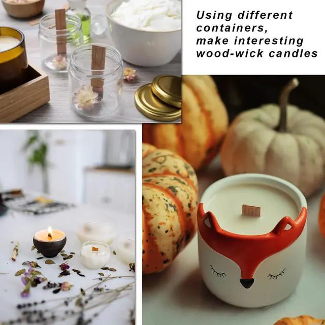 Alt view image 5 of 7 - Wood Wicks for Candles Making, 100pcs Wood Candle Wicks, Include 50pcs 5.1 X 0.5 Inch Candle Making Wicks and 50pcs Iron Stand Naturally Smokeless,Wooden Candle Wicks with Rose Gold Trimmer for DIY.