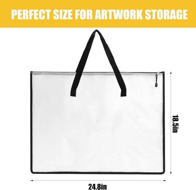 Alt view image 2 of 7 - EOOUT 2 Pack 18.5x24.8 Inches Art Portfolio Case, Portfolio Folder for Artwork, Posters Storage Bag with Zipper and Handle Mesh Folder Organizers for Poster, Scrapbook, Keepsake and Bulletin Board