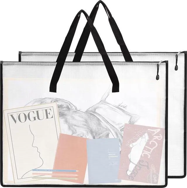 Main image of EOOUT 2 Pack 18.5x24.8 Inches Art Portfolio Case, Portfolio Folder for Artwork, Posters Storage Bag with Zipper and Handle Mesh Folder Organizers for Poster, Scrapbook, Keepsake and Bulletin Board