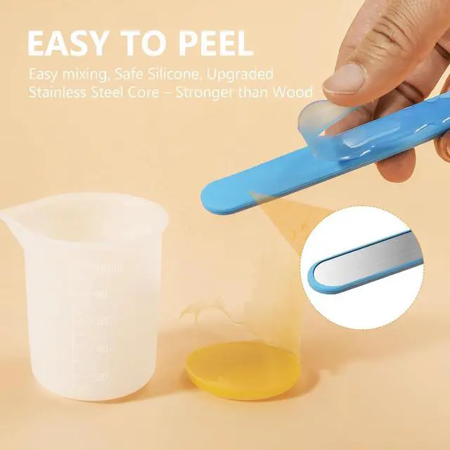 Alt view image 3 of 7 - KISREL Silicone Measuring Cups for Resin, Resin Supplies with 600&100ml Cups, Resin Mixing Cups, Silicone Stir Sticks, Epoxy Mixing Cup