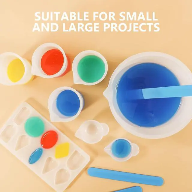 Alt view image 7 of 7 - KISREL Silicone Measuring Cups for Resin, Resin Supplies with 600&100ml Cups, Resin Mixing Cups, Silicone Stir Sticks, Epoxy Mixing Cup