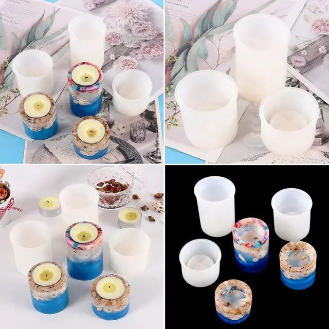 Alt view image 5 of 6 - Actvty Candle Holder Resin Molds, Set of 3 Cylindrical Tealight Candle Holder Silicone Molds for Resin Casting DIY Table Centerpiece Wedding Party Home Decoration