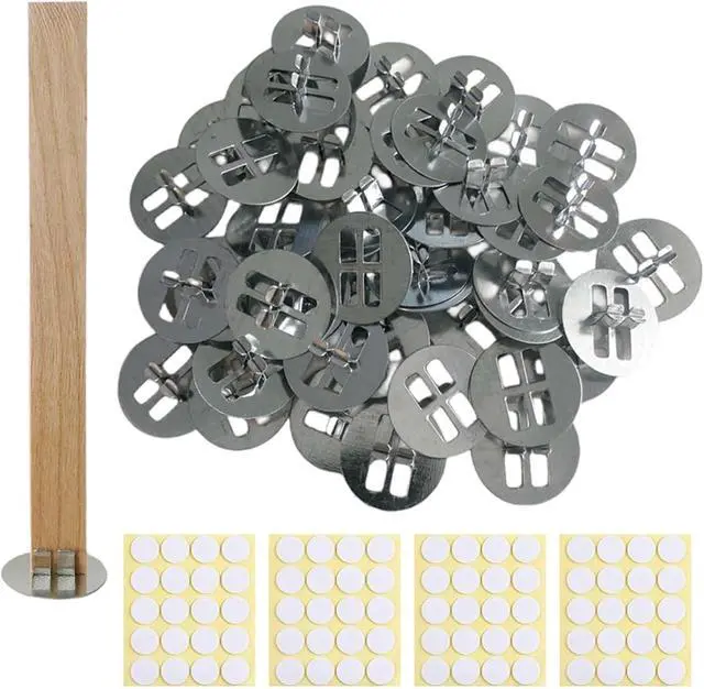 Main image of 200 pcs Wick Clip & 200 pcs Stickers Stainless Steel Clips for Candle Making Wick Base for Candle Making Universal Wood Wick Clips Wooden Wicks Bases Fit Most Wooden Wicks (Wicks not Included