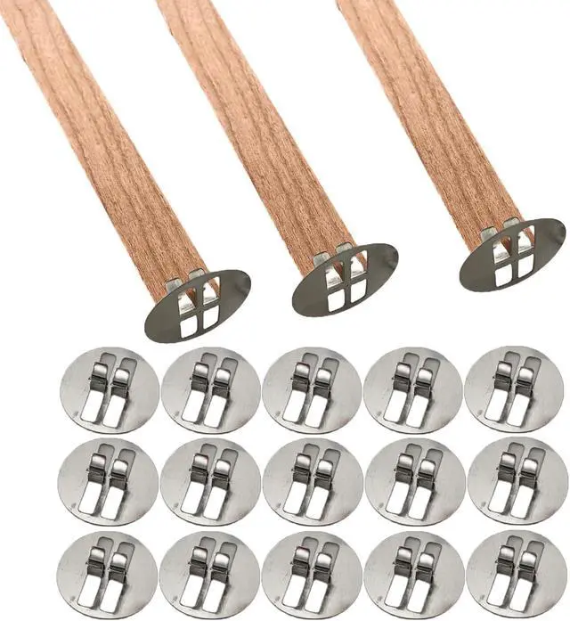 Alt view image 5 of 7 - 200 pcs Wick Clip & 200 pcs Stickers Stainless Steel Clips for Candle Making Wick Base for Candle Making Universal Wood Wick Clips Wooden Wicks Bases Fit Most Wooden Wicks (Wicks not Included
