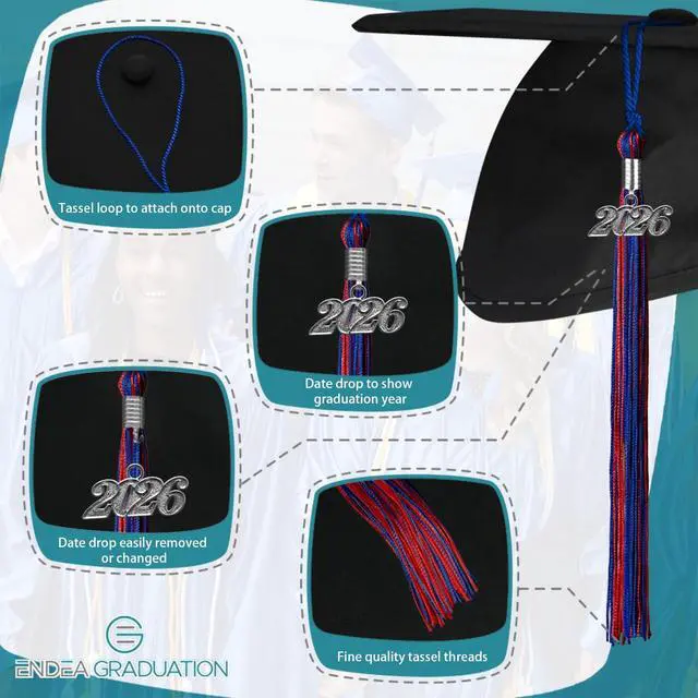 Alt view image 3 of 6 - Endea Graduation Mixed Double Color Tassel with Silver Date Drop