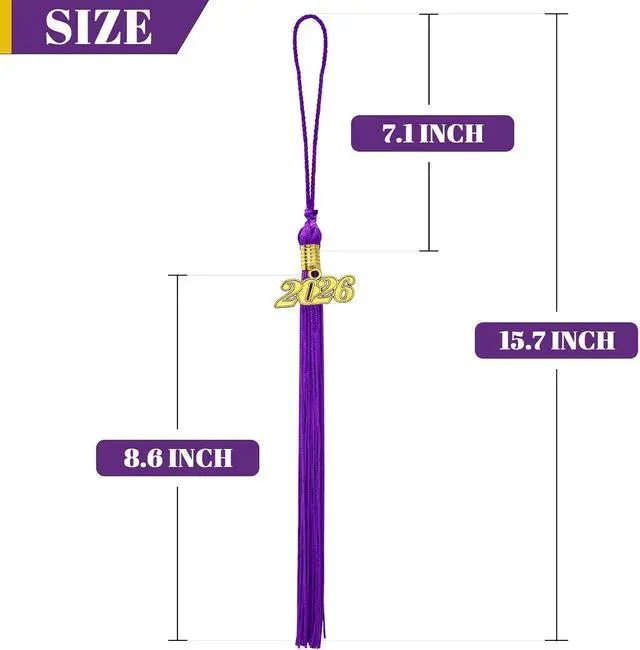 Alt view image 2 of 7 - 2026 Tassel Graduation Purple Graduation Tassel 2026 with Date Charm (Purple)