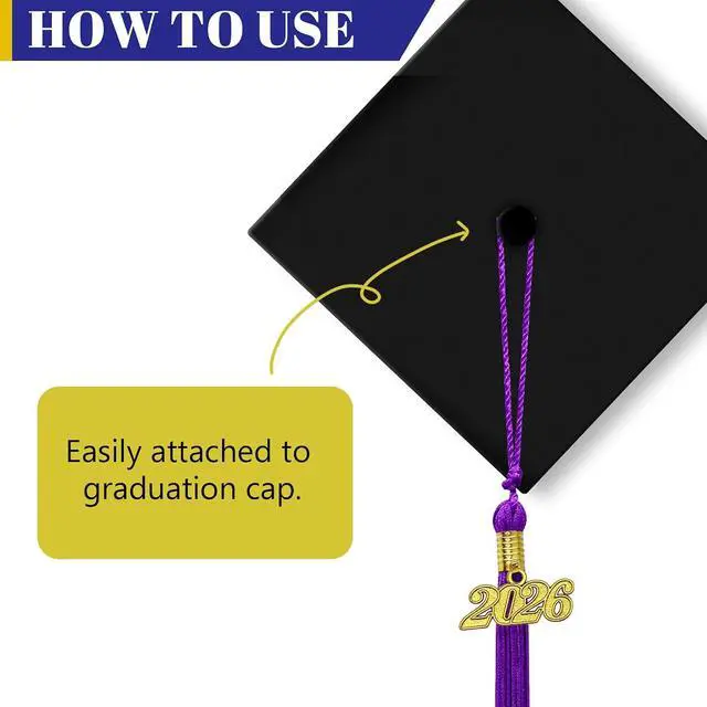 Alt view image 5 of 7 - 2026 Tassel Graduation Purple Graduation Tassel 2026 with Date Charm (Purple)