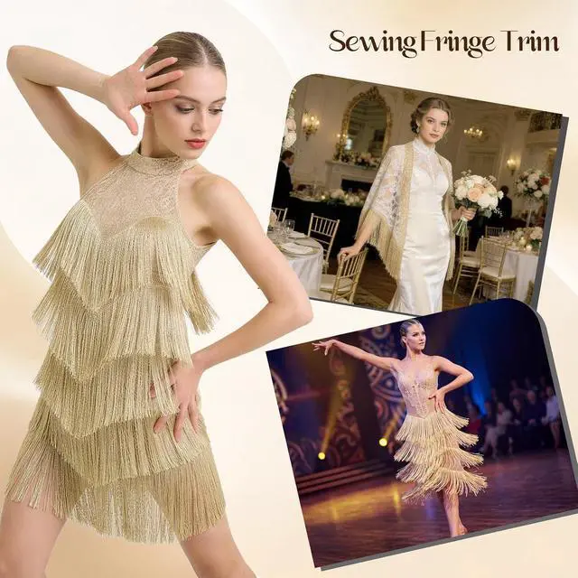 Alt view image 3 of 7 - 5 Yard 6 Inch Chainette Fringe Trim, Tassel Sewing Trim | for Handmade DIY, Curtains, Latin-Style Dresses and Lampshade Decorations