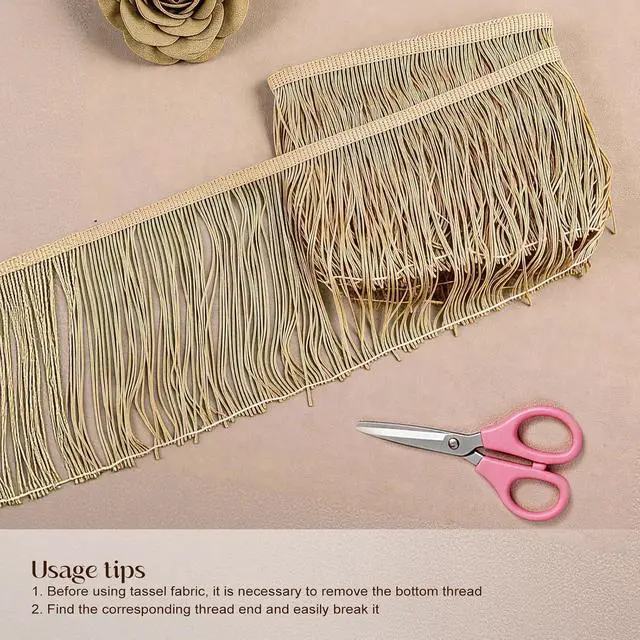 Alt view image 4 of 7 - 5 Yard 6 Inch Chainette Fringe Trim, Tassel Sewing Trim | for Handmade DIY, Curtains, Latin-Style Dresses and Lampshade Decorations
