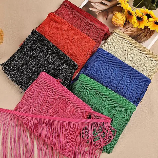 Alt view image 5 of 7 - 5 Yard 6 Inch Chainette Fringe Trim, Tassel Sewing Trim | for Handmade DIY, Curtains, Latin-Style Dresses and Lampshade Decorations