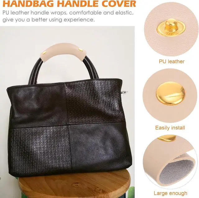 Alt view image 2 of 7 - GALPADA Handbag Handle Cover Pu Leather Sleeve Bag Handle Wrap with Buckle Comfortable Elastic Grip for Two Thick Handles Easy Install Accessory for Travel Bags and Shopping Bags