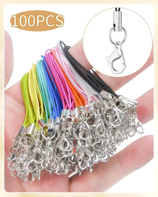 Alt view image 2 of 6 - MKCYD Phone Charms Strap with Lobster Claw Clasps, Lanyard Straps | Keychain Making Kit, Lariat Lanyard Charms Pendant Clasp for Cell Phone USB Keychains DIY Jewelry Accessories, Key Chain Clip