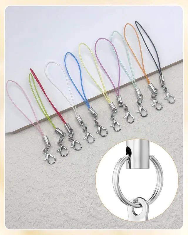 Alt view image 5 of 6 - MKCYD Phone Charms Strap with Lobster Claw Clasps, Lanyard Straps | Keychain Making Kit, Lariat Lanyard Charms Pendant Clasp for Cell Phone USB Keychains DIY Jewelry Accessories, Key Chain Clip