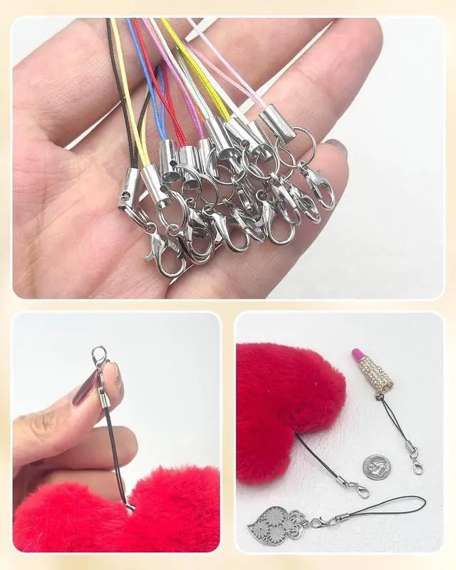 Alt view image 3 of 6 - MKCYD Phone Charms Strap with Lobster Claw Clasps, Lanyard Straps | Keychain Making Kit, Lariat Lanyard Charms Pendant Clasp for Cell Phone USB Keychains DIY Jewelry Accessories, Key Chain Clip