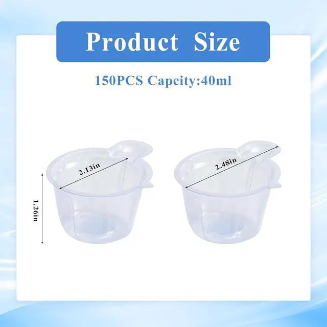 Alt view image 2 of 7 - 150Pcs 40ml Small Resin Mixing Cups, Disposable Plastic Measuring Cups | Clear, Paint Dispensing for Mixing Paint, Stain, Epoxy, Resin