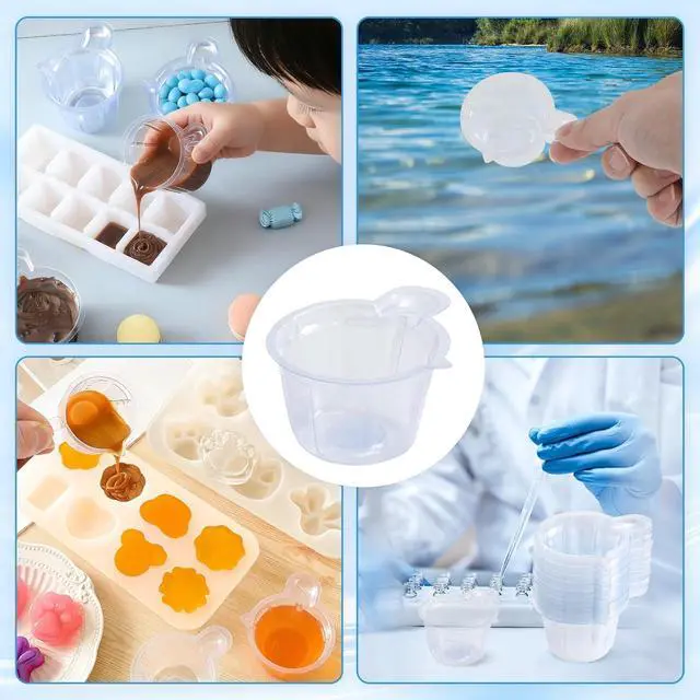 Alt view image 7 of 7 - 150Pcs 40ml Small Resin Mixing Cups, Disposable Plastic Measuring Cups | Clear, Paint Dispensing for Mixing Paint, Stain, Epoxy, Resin