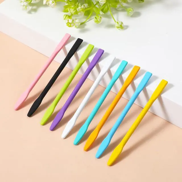 Alt view image 6 of 7 - 9PCS Colored Silicone Stir Sticks, Reusable Silicone Mixing Sticks | Silicones Wax Stick for Resin Epoxy, Liquid, Paint, Popsicle Stirring Tool, Making Glitter Cups, 9 Colors