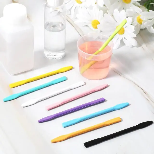 Alt view image 5 of 7 - 9PCS Colored Silicone Stir Sticks, Reusable Silicone Mixing Sticks | Silicones Wax Stick for Resin Epoxy, Liquid, Paint, Popsicle Stirring Tool, Making Glitter Cups, 9 Colors