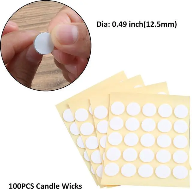 Alt view image 6 of 7 - MILIVIXAY 3.5" Candle Wick Bundle: 100PCS Candle Wicks, 100PCS Candle Wick Stickers and 6PCS Wooden Candle Wick Holders - Wicks Coated with Paraffin Wax, Cotton Wicks Kits for Candle Making.