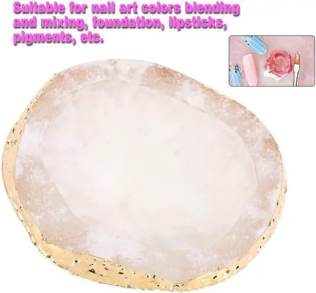Alt view image 2 of 7 - Polish Mix Palette, Resin Nail Art Palette Paint Drawing Color Dish Golden Edge Resin Stone Paint Drawing Color Dish Manicure Nail DIY Tool(White)
