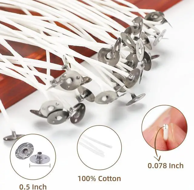 Alt view image 3 of 6 - JEAWIWI 100 Pcs Cotton Candle Wicks, 10 in, with Wick Stickers & Holders | Candle Wicks for Soy Wax, Beeswax, Coconut Wax, DIY Candle Making, Party Favors, Home Decor, Wedding & Gifts