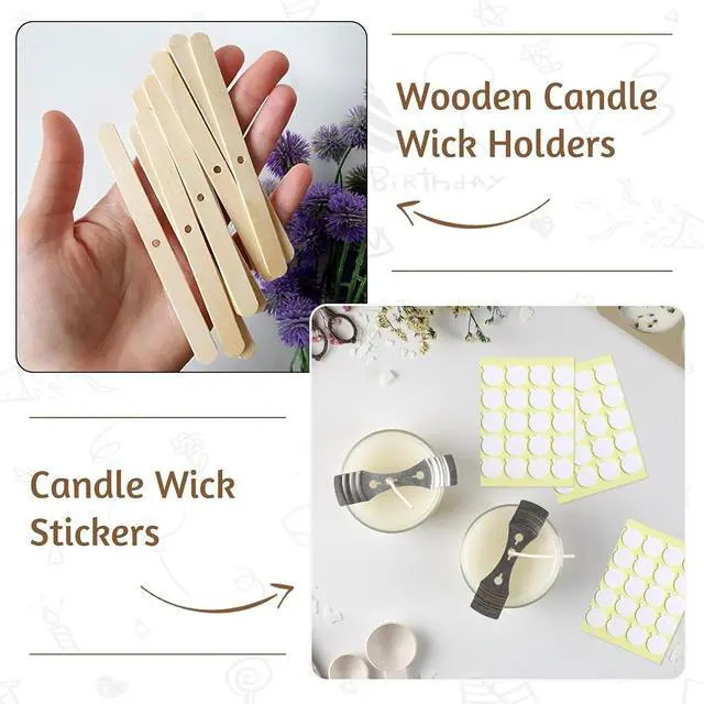 Alt view image 4 of 6 - JEAWIWI 100 Pcs Cotton Candle Wicks, 10 in, with Wick Stickers & Holders | Candle Wicks for Soy Wax, Beeswax, Coconut Wax, DIY Candle Making, Party Favors, Home Decor, Wedding & Gifts