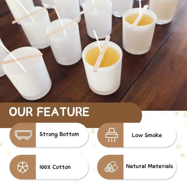 Alt view image 5 of 6 - JEAWIWI 100 Pcs Cotton Candle Wicks, 10 in, with Wick Stickers & Holders | Candle Wicks for Soy Wax, Beeswax, Coconut Wax, DIY Candle Making, Party Favors, Home Decor, Wedding & Gifts