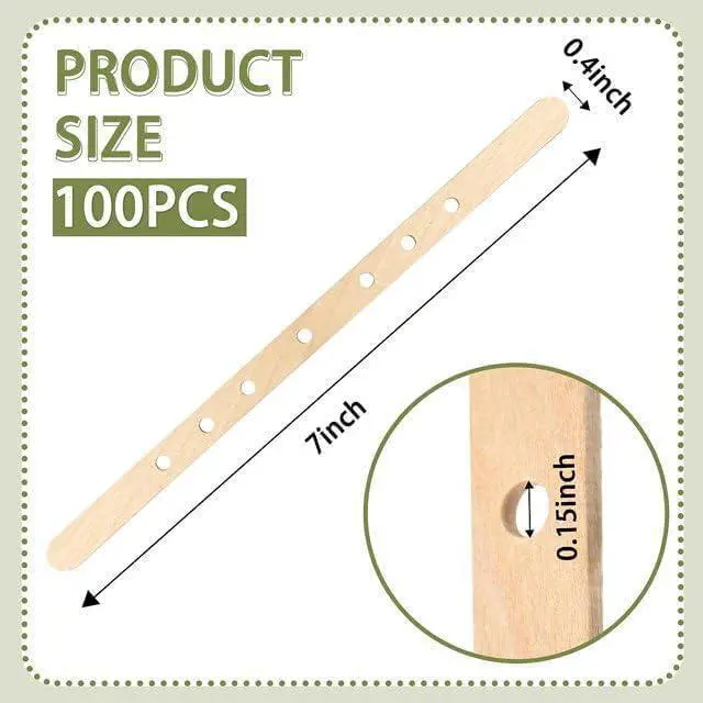 Alt view image 2 of 7 - 50Pcs Wooden Candle Wick Holders Candle Wick Bars Wicks Centering Device Wick Holders for Candle Making, Large, Multiwick Candles Arts Crafts Candle Making Wicks Candle Making