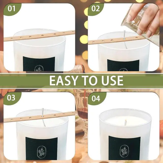 Alt view image 3 of 7 - 50Pcs Wooden Candle Wick Holders Candle Wick Bars Wicks Centering Device Wick Holders for Candle Making, Large, Multiwick Candles Arts Crafts Candle Making Wicks Candle Making